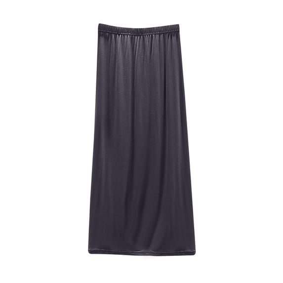 Qingpeng Womens Solid Color Maxi Slip Skirt Elastic Waisted A Line Silhouette Nightgown Lightweight Casual Sleepwear for Layering