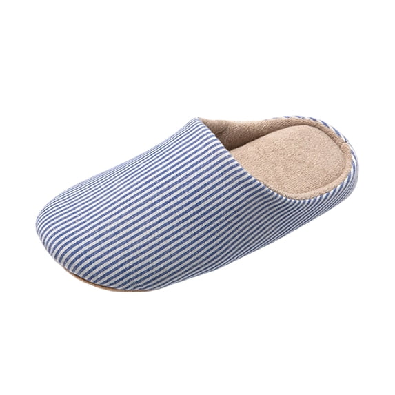 Qingpeng Womens Striped Closed Toe Slippers Soft Terry Cloth Lining Comfy Slip On Indoor House Shoes for Lounge Wear