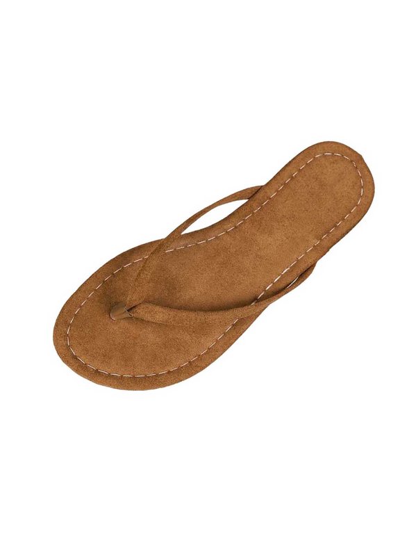 Womens Suede Flip Flops Simple Summer Spring Beach Fashion Elegant Casual Sandals Lightweight Shoes