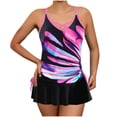 thumbnail image 1 of Qingpeng Plus Size Two Piece Tankini Swimsuits for Women Stripe Printed Top and High Waisted Dress Bathing Suit Modest Swimwear, 1 of 6