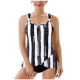 thumbnail image 1 of Qingpeng Womens Tankini Bathing Suit Fashion Print Ruched Tummy Control Two Piece Swimsuit with Bottom Flowy Swimwear, 1 of 6