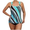 thumbnail image 1 of Qingpeng Womens Tankini Bathing Suit Fashion Print Ruched Tummy Control Two Piece Swimsuit with Bottom Flowy Swimwear, 1 of 6