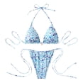 thumbnail image 1 of Qingpeng Womens Two Piece Bikini Swimsuits Triangle Halter Tie Back Low Rise Tie Side Floral Bows Bathing Suit, 1 of 6
