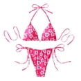 thumbnail image 1 of Qingpeng Womens Two Piece Bikini Swimsuits Triangle Halter Tie Back Low Rise Tie Side Floral Bows Bathing Suit, 1 of 6