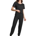 thumbnail image 1 of Qingpeng Womens Two Piece Lounge Set Short Sleeve Crew Neck Tops and Drawstring Jogger Pants Soft Stretch Pajamas Outfits, 1 of 6