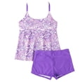 thumbnail image 1 of Qingpeng Womens Two Piece Tankini Swimsuits Colorful Stripe Print Modest Swim Top Boyshort Bathing Suits, 1 of 5