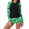 thumbnail image 1 of Qingpeng Womens Two Piece UV UPF 50+ Rash Guard Swimsuit Long Sleeve Swim Shirt Tops with Boyshort Bottom Swimwear, 1 of 9