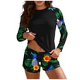 thumbnail image 1 of Qingpeng Womens Two Piece UV UPF 50+ Swim Shirt Bathing Suit Long Sleeve Rash Guard Swimsuits with Boyshort Bottoms, 1 of 7