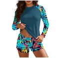 thumbnail image 1 of Qingpeng Womens Two Piece UV UPF 50+ Swim Shirt Bathing Suit Long Sleeve Rash Guard Swimsuits with Boyshort Bottoms, 1 of 7