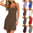 thumbnail image 1 of Qingpeng Womens V Neck Double Strap Sleep Dress Sleeveless Loose Nightgown with Solid Color Summer Casual Lounge Wear, 1 of 8