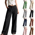thumbnail image 1 of Qingpeng Womens Wide Leg Lounge Pants Casual Travel High Waisted Trousers Loose Fit Summer Flowy Pants with Pockets, 1 of 8