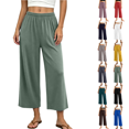 thumbnail image 1 of Qingpeng Womens Wide Leg Lounge Pants Pull On High Waist Soft Touch Straight Trousers with Pockets Summer Sleepwear, 1 of 8