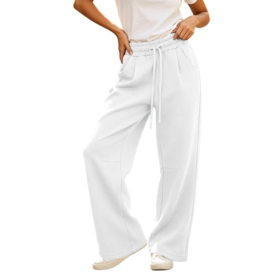 Qingpeng Womens Wide Leg Sweatpants Drawstring Loose Lounge Pants with Pockets Petite Wide Leg Pants Work Casual Sweatpants