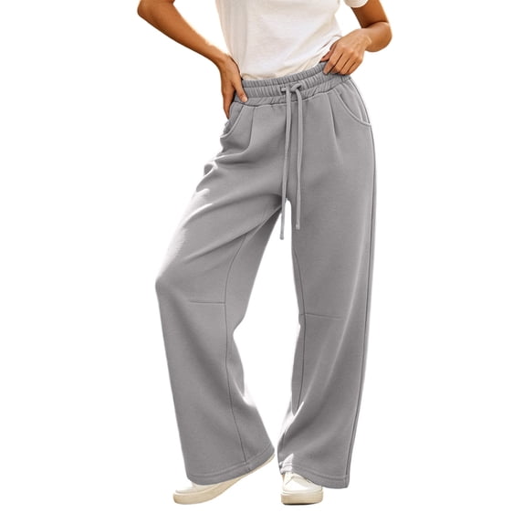 Qingpeng Womens Wide Leg Sweatpants Drawstring Loose Lounge Pants with Pockets Petite Wide Leg Pants Work Casual Sweatpants