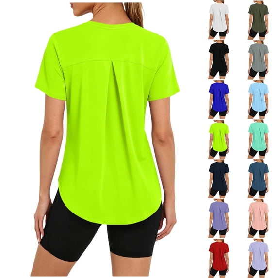 Qingpeng Womens Workout Tops Lightweight UPF 50+ Quick Dry T Shirts Short Sleeve Crew Neck Sports Running Shirts