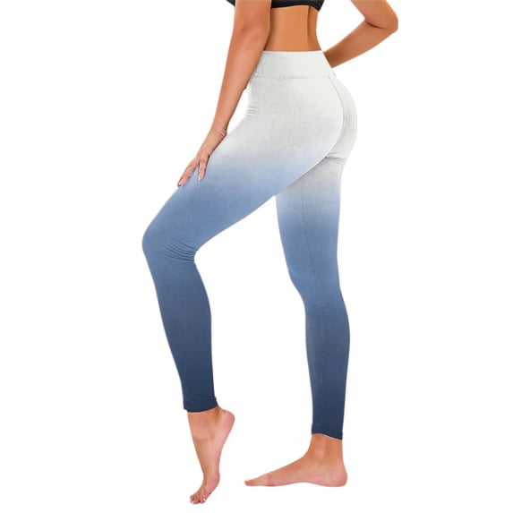 Qingpeng Womens Yoga Leggings Gradient Printed Butt Lifting Stretchy Seamless High Waisted Lightweight Workout Pants