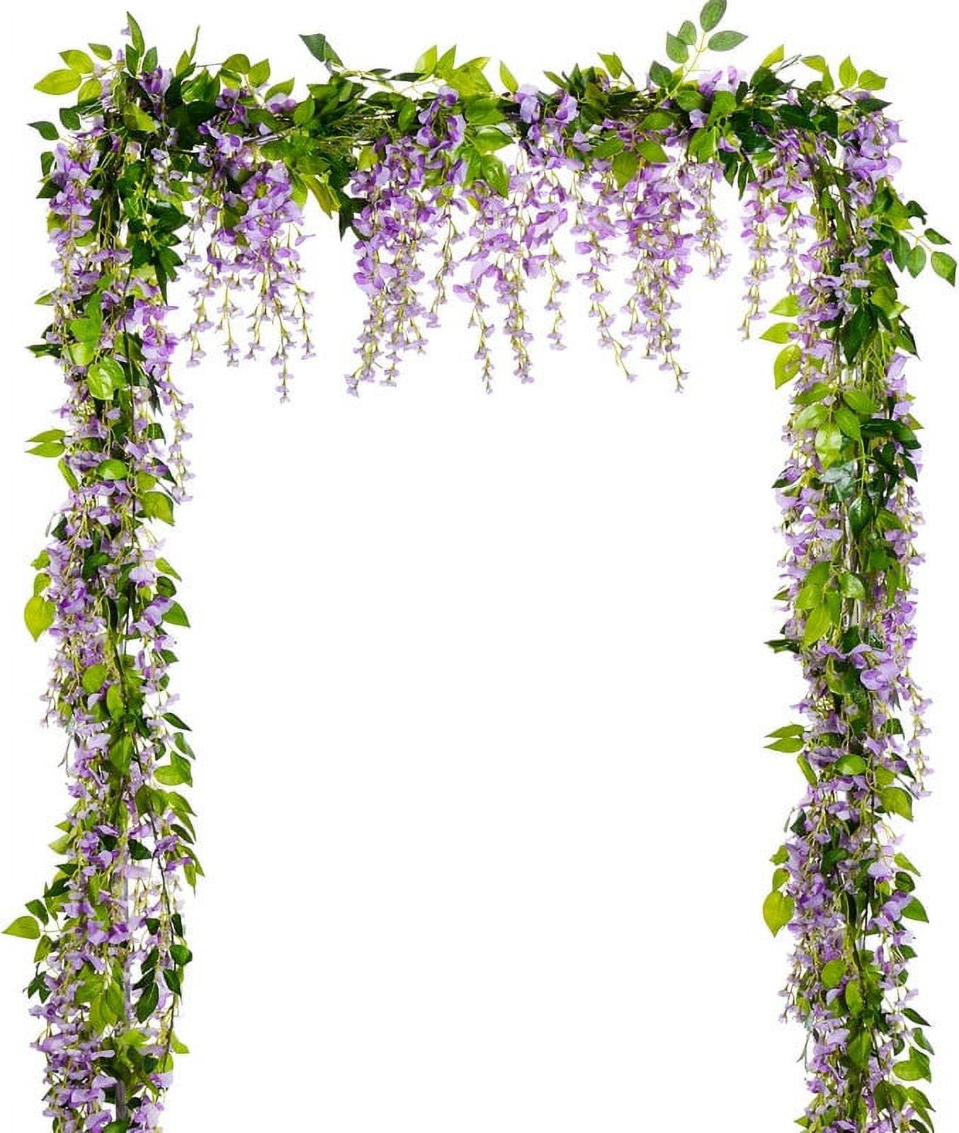 Light Purple Silk Wisteria Garland for Outdoor Wedding Decor, 4 Pack