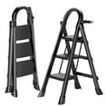 thumbnail image 1 of Qingsen 3 Step Ladder Folding Step Stool, 220lb Load Capacity & Steel Wide Anti-Slip Pedals, Multi-Use Sturdy Step Ladder for Home Kitchen, black, 1 of 5