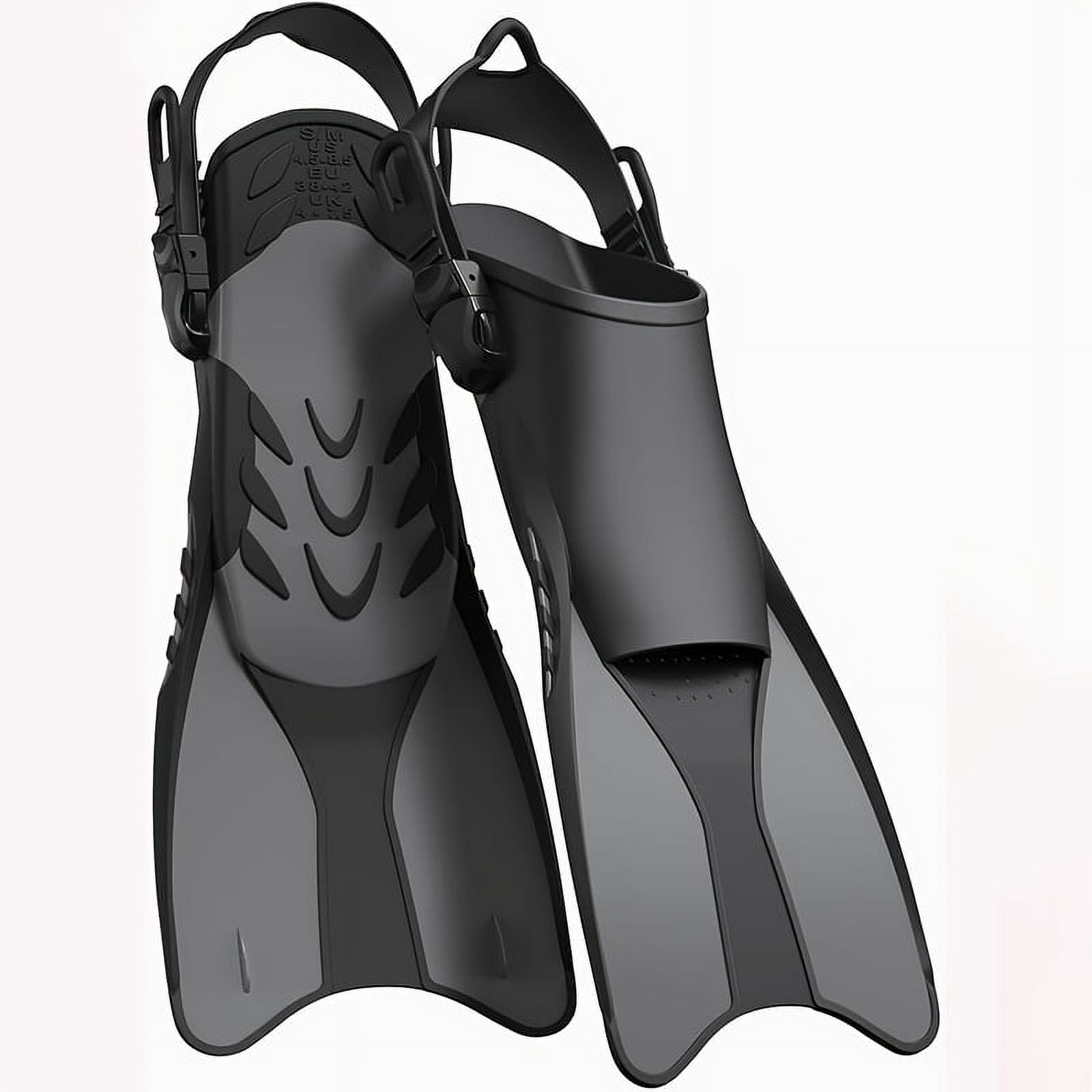 Qingsong Adjustable Open Heel Snorkel Fins – Lightweight, Anti-Slip Short Diving Flippers with Strong Thrust, Universal Fit for Adults, Men & Women, Travel-Friendly Swim Fins