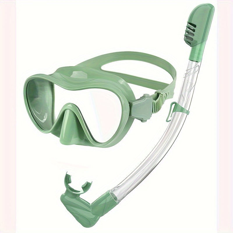 Set Maschera E Boccaglio Snorkeling Professionale Antiappannamento - Nero, Per Adulti, Visione Panoramica 180°