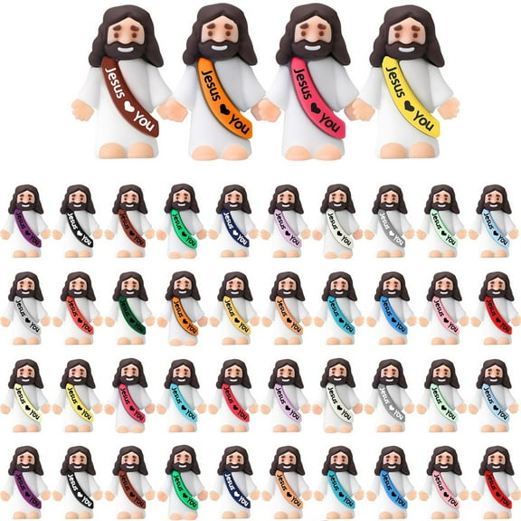 GvuoFny Little Jesus Figure Rubber Pocket Toys to Hide and Seek March for Jesus Religious Party Favors Sunday School Baptism Gifts