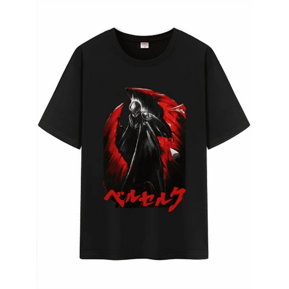 Qingyee Anime Cotton T-Shirt,Berserk Guts & The Sacrificial-Brand Pattern Short Sleeve Shirt