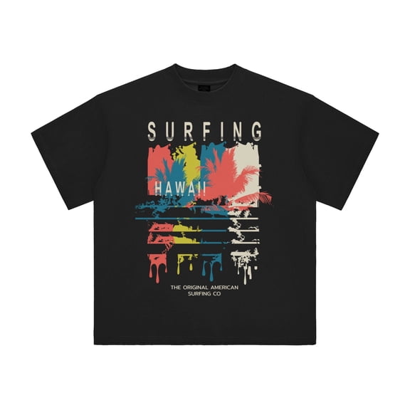 Qingyee HAWAII Summer Surfing Unisex T-Shirt Pure Cotton Short Sleeve Tee | Breathable regular Fit Casual Streetwear Top for Men & Women​