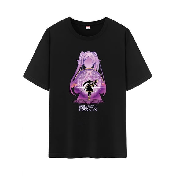 Qingyee Japanese Anime Yor and Anya Unisex Short Sleeve Crewneck T-Shirt,Frieren Beyond Journey's End Graphic Cotton Shirt
