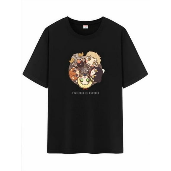 Qingyee Japanese Anime Unisex Short Sleeve Crewneck T-Shirt,Delicious in Dungeon Graphic Cotton Shirt