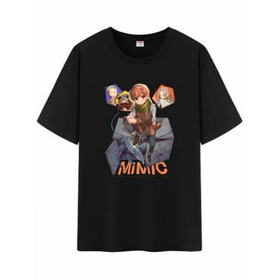 Qingyee Japanese Anime Unisex Short Sleeve Crewneck T-Shirt,Delicious in Dungeon Graphic Cotton Shirt