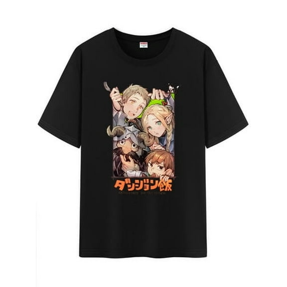 Qingyee Japanese Anime Unisex Short Sleeve Crewneck T-Shirt,Delicious in Dungeon Graphic Cotton Shirt