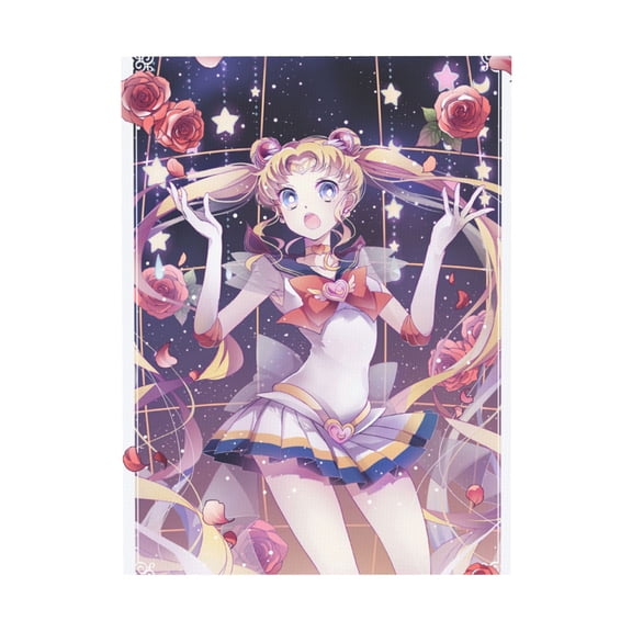 Qingyee Sailor Moon Anime Vintage Canvas Print Poster Wall Art,High-Gloss Synthetic Fiber Canvas,Waterproof HD Print for Living Room Bedroom Office Decor