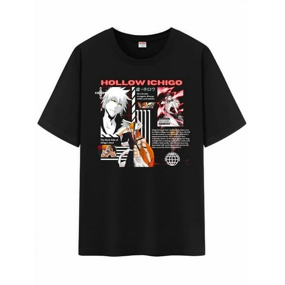 Qingyee Unisex Anime Character Pattern Cotton T-Shirt,Bleach Character Impression Short Sleeve Tee Shirt