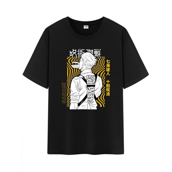 Qingyee Unisex Anime Character Pattern Cotton T-Shirt,JJK Jujutsu Kaisen Character Impression Short Sleeve Tee Shirt