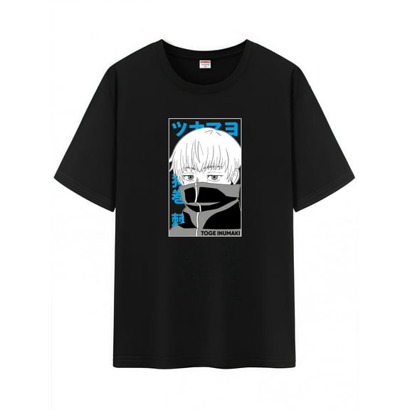 Qingyee Unisex Anime Character Pattern Cotton T-Shirt,JJK Jujutsu Kaisen Character Impression Short Sleeve Tee Shirt