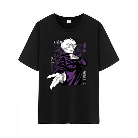 Qingyee Unisex Anime Character Pattern Cotton T-Shirt,JJK Jujutsu Kaisen Character Impression Short Sleeve Tee Shirt
