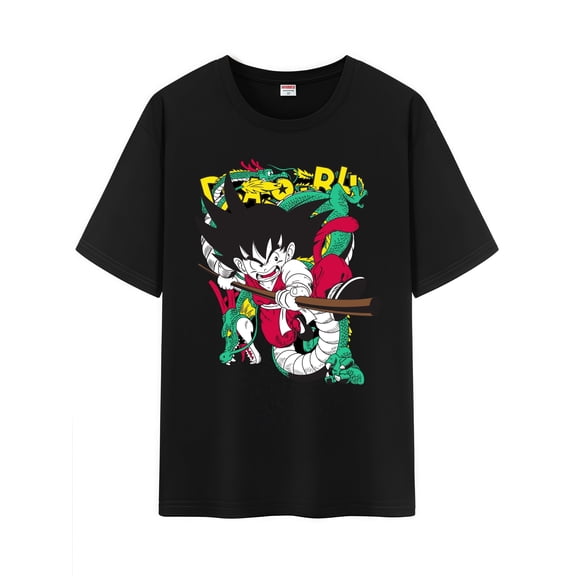 Qingyee Unisex Anime Character Pattern Cotton T-Shirt,Super Saiyan Character Impression Short Sleeve Tee Shirt