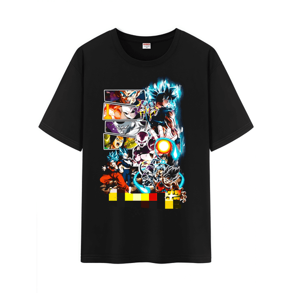 Qingyee Unisex Anime Character Pattern Cotton T-Shirt,Super Saiyan Character Impression Short Sleeve Tee Shirt
