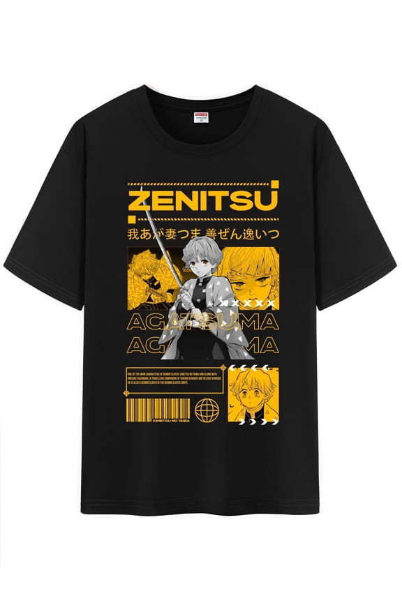 Unisex Anime Character Pattern Cotton T-Shirt,Tanjirou Demon Slayer Character Impression Short Sleeve Tee Shirt