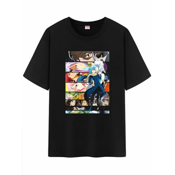 Qingyee Unisex Anime Character Pattern Cotton T-Shirt,That Time I Got Reincarnated as a Slime Character Impression Short Sleeve Tee Shirt