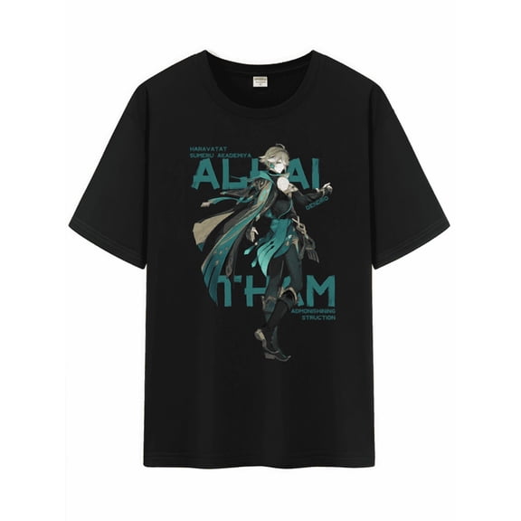 Qingyee Unisex Genshin Impact Cotton T-Shirt,Genshin All Character Impression Collection Graphic Short Sleeve Tee Shirt