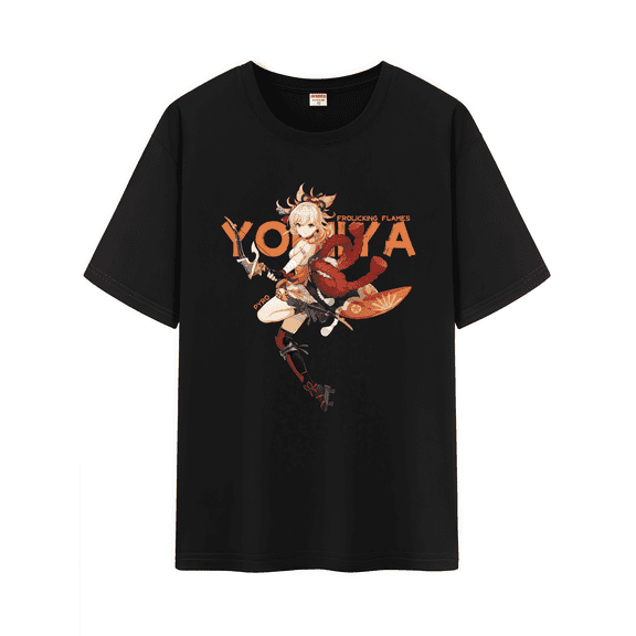 Qingyee Unisex Genshin Impact Cotton T-Shirt,Genshin All Character Impression Collection Graphic Short Sleeve Tee Shirt