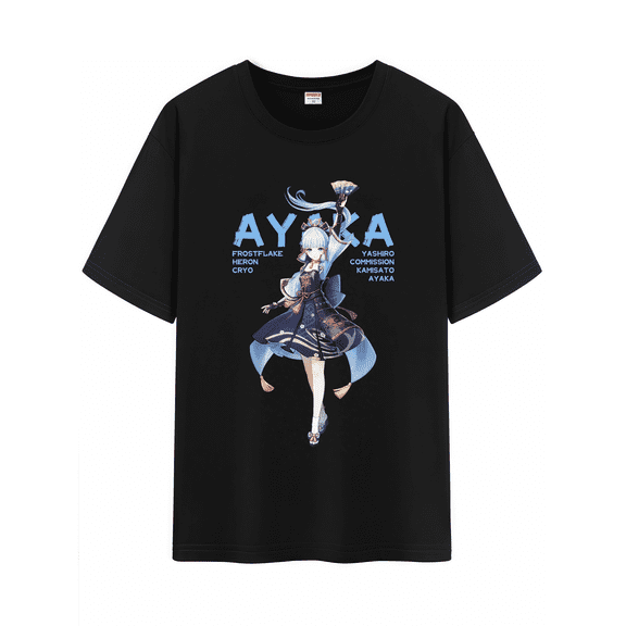 Qingyee Unisex Genshin Impact Cotton T-Shirt,Genshin All Character Impression Collection Graphic Short Sleeve Tee Shirt