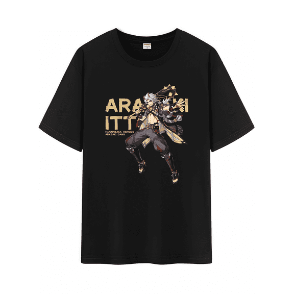 Qingyee Unisex Genshin Impact Cotton T-Shirt,Genshin All Character Impression Collection Graphic Short Sleeve Tee Shirt