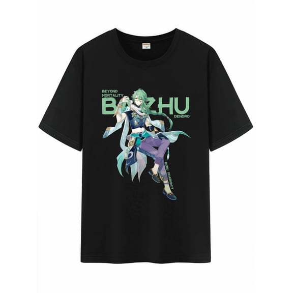 Qingyee Unisex Genshin Impact Cotton T-Shirt,Genshin All Character Impression Collection Graphic Short Sleeve Tee Shirt