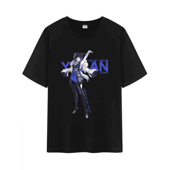 Qingyee Unisex Genshin Impact Cotton T-Shirt,Genshin All Character Impression Collection Graphic Short Sleeve Tee Shirt