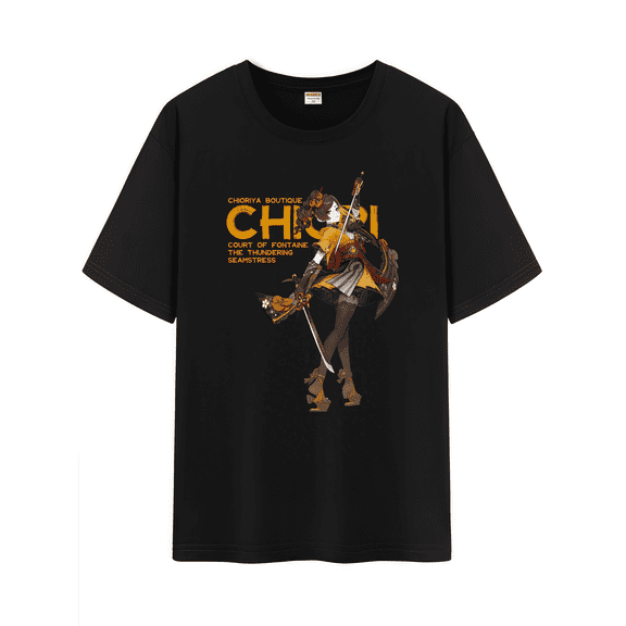 Qingyee Unisex Genshin Impact Cotton T-Shirt,Genshin All Character Impression Collection Graphic Short Sleeve Tee Shirt