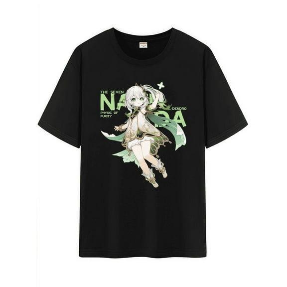 Qingyee Unisex Genshin Impact Cotton T-Shirt,Genshin All Character Impression Collection Graphic Short Sleeve Tee Shirt