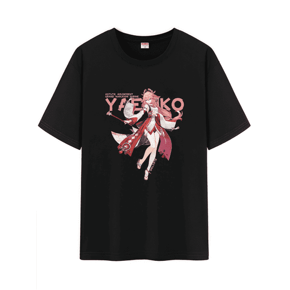 Qingyee Unisex Genshin Impact Cotton T-Shirt,Genshin All Character Impression Collection Graphic Short Sleeve Tee Shirt