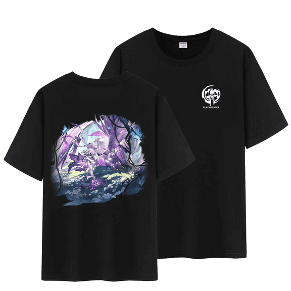 Qingyee Unisex Honkai Star Rail Splash Art and Path Double Side Graphic 100% Cotton Medium Weight Short Sleeve T Shirt